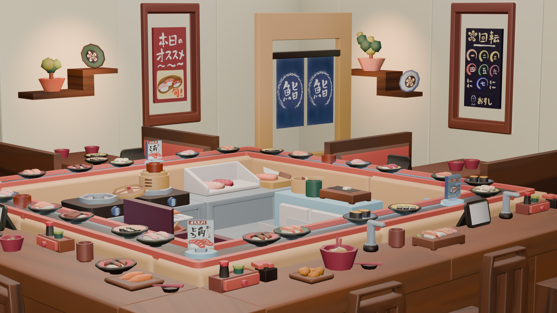 Conveyor Belt Sushi low-poly asset pack